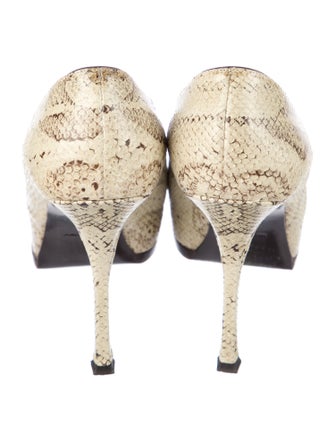 Yves Saint Laurent Embossed Leather Animal Print Pumps