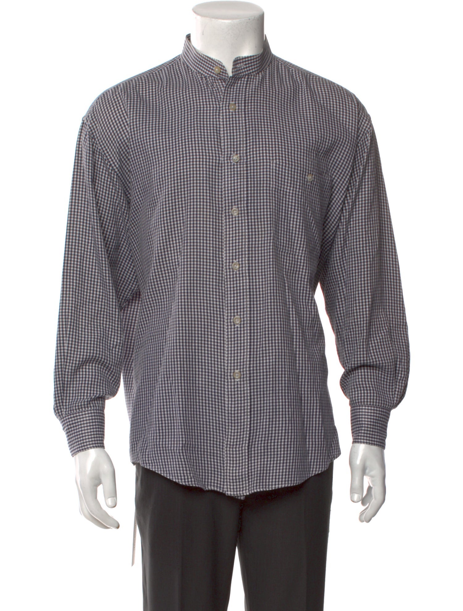 Yves Saint Laurent Plaid Print Long Sleeve Shirt