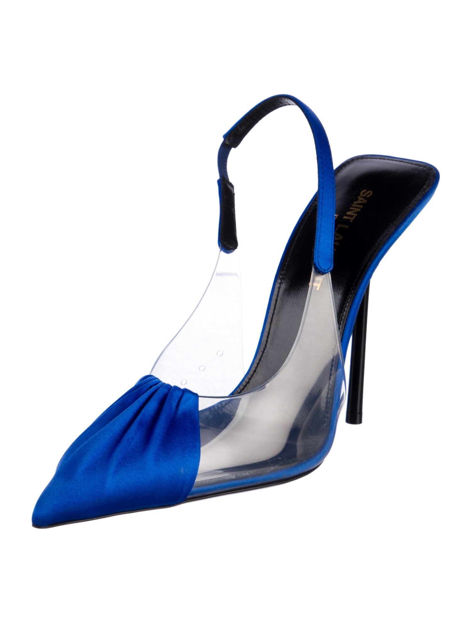 Yves Saint Laurent Satin Pleated Accents Slingback Pumps