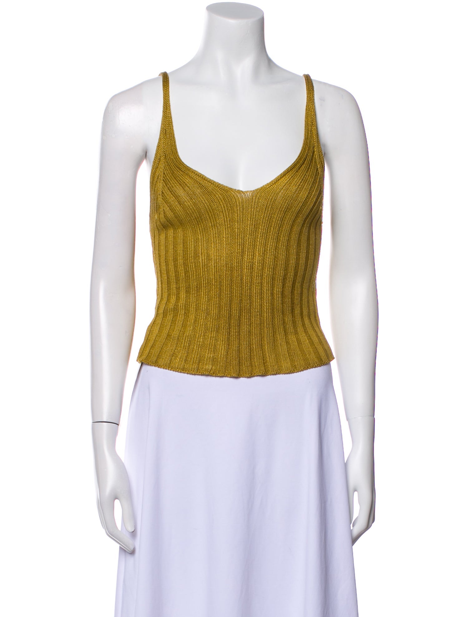 Yves Saint Laurent V-Neck Sleeveless Crop Top