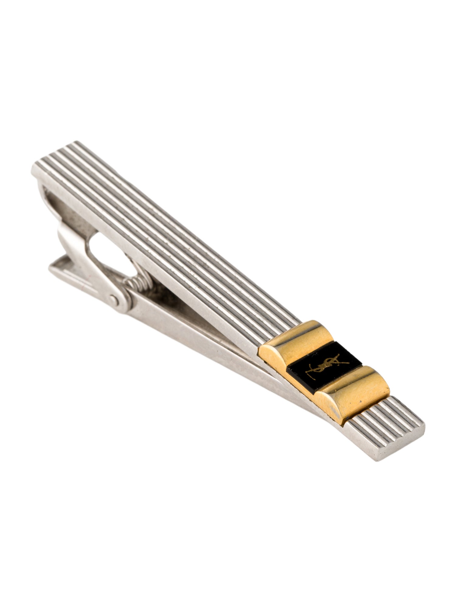 Yves Saint Laurent Vintage Resin Two-Tone Tie Clip
