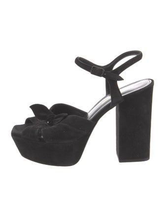 Yves Saint Laurent Suede Bow Accents Slingback Sandals