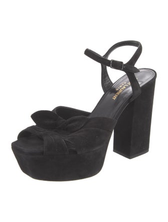 Yves Saint Laurent Suede Bow Accents Slingback Sandals