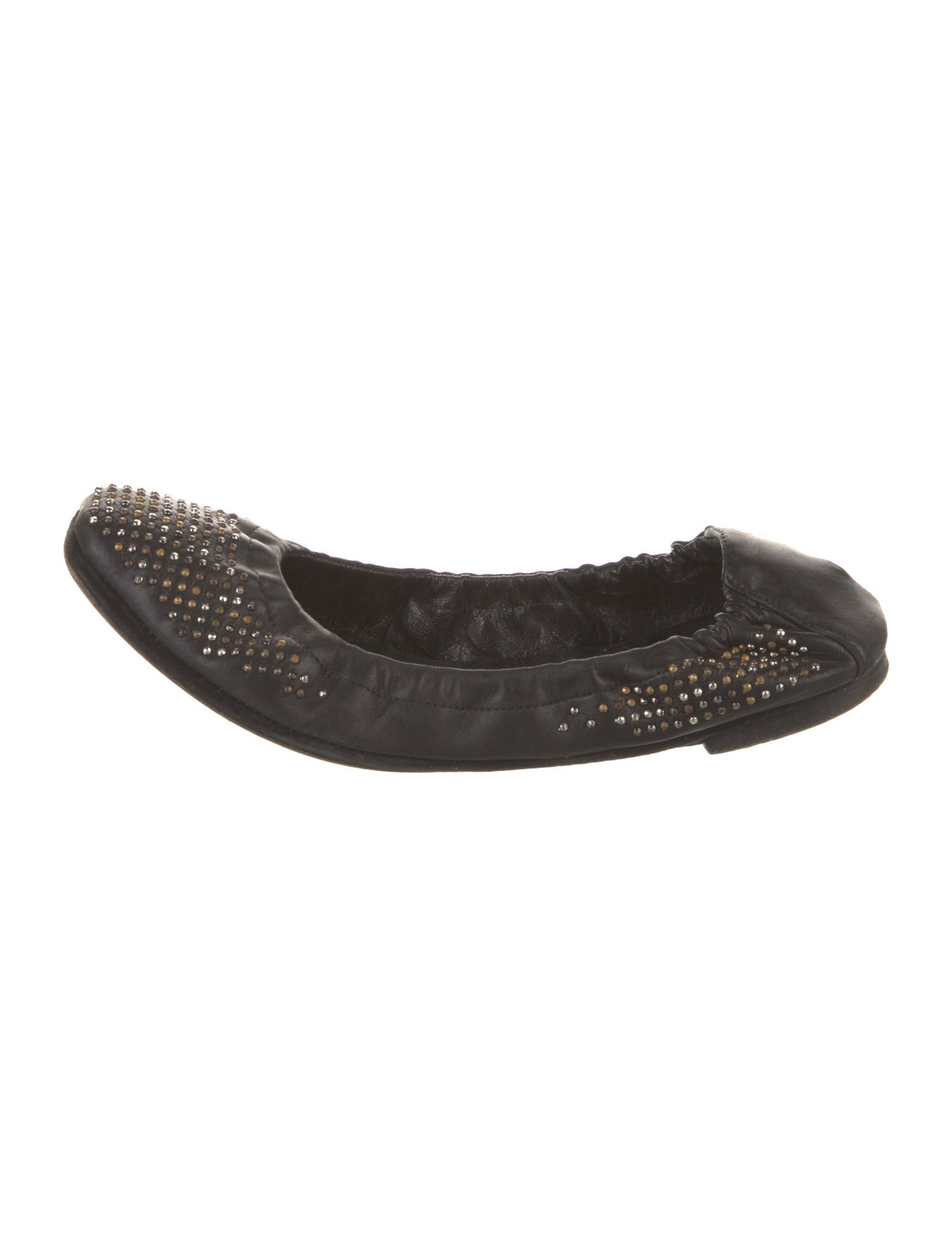 Yves Saint Laurent Leather Studded Accents Ballet Flats