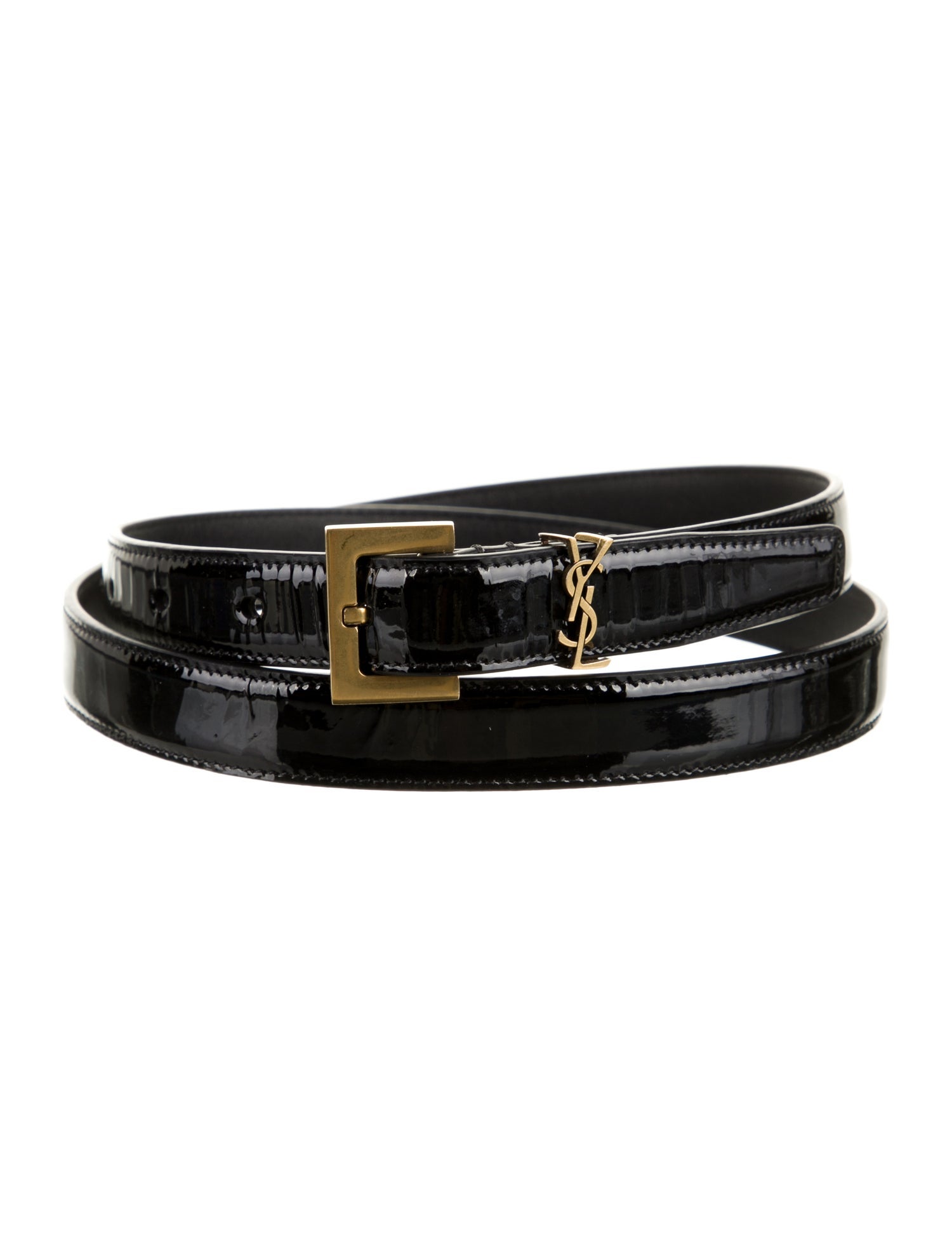 Yves Saint Laurent Skinny Patent Leather Belt