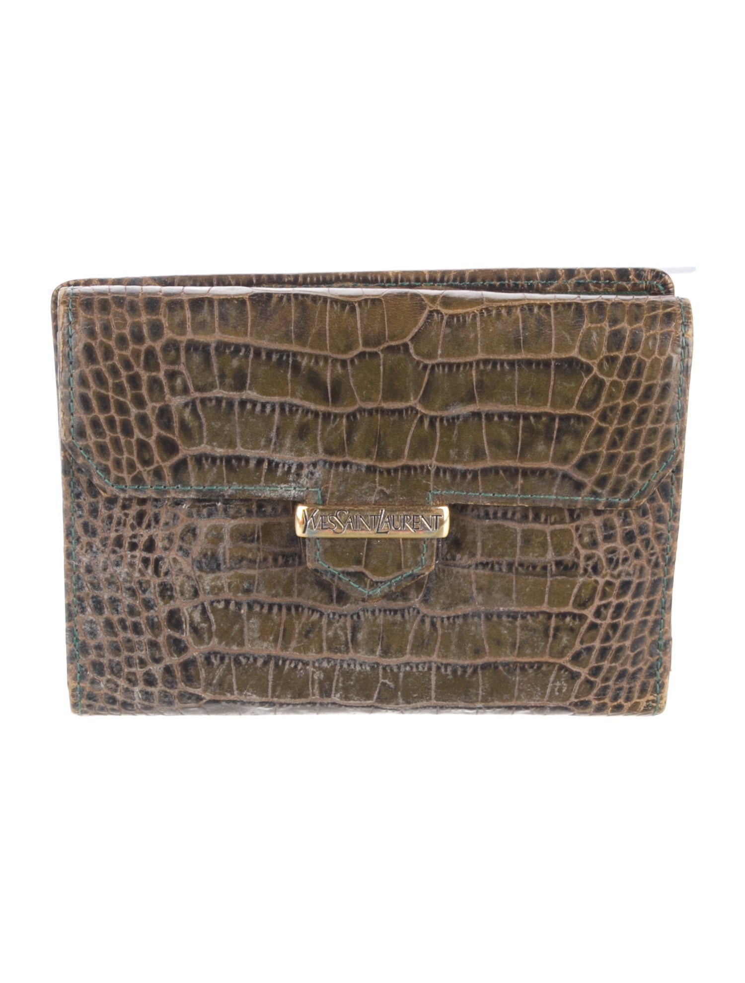 Yves Saint Laurent Alligator Animal Print Bifold Wallet