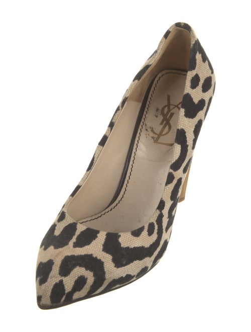 Yves Saint Laurent Rive Gauche Canvas Animal Print Pumps