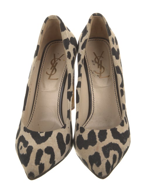 Yves Saint Laurent Rive Gauche Canvas Animal Print Pumps