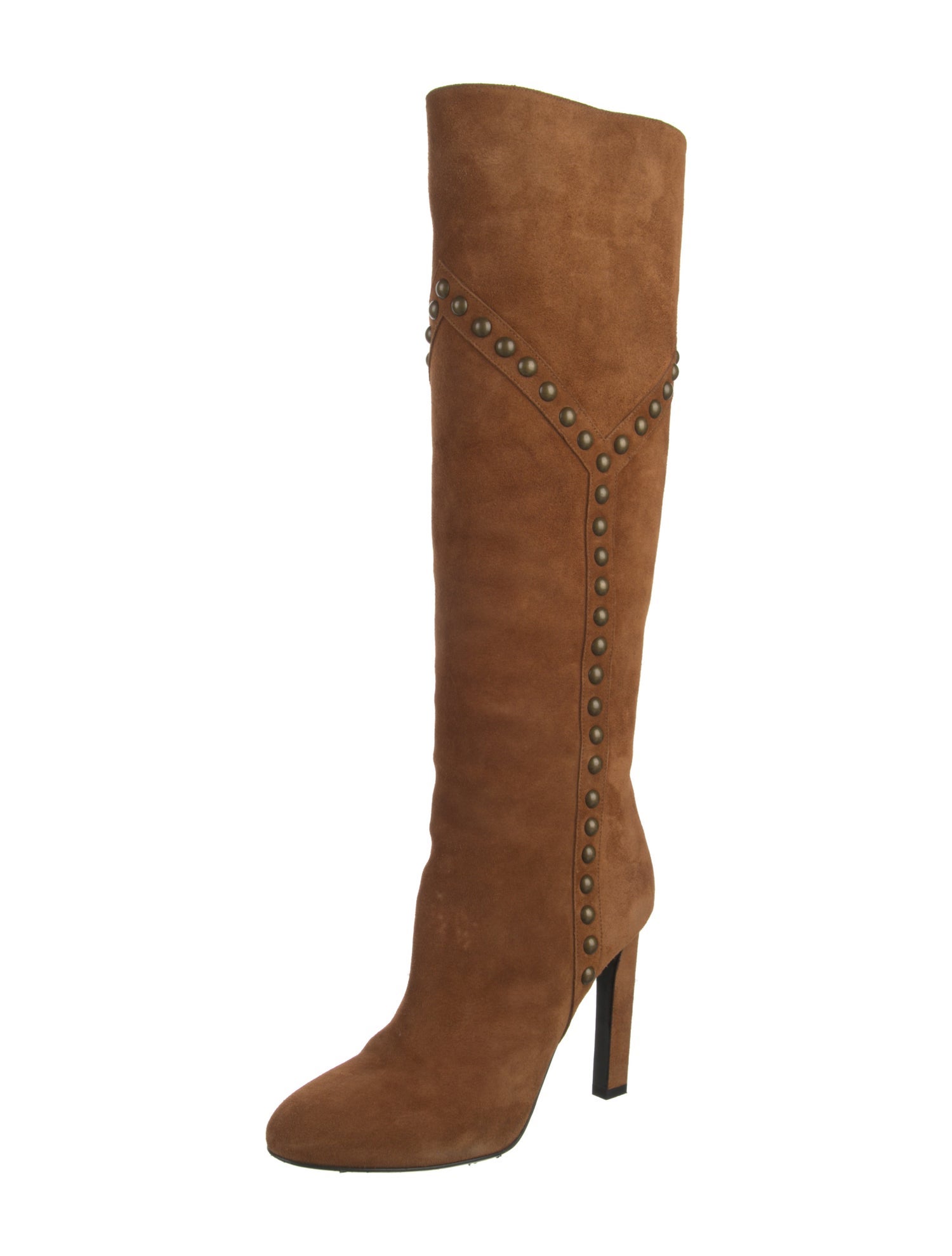 Yves Saint Laurent Suede Studded Accents Boots