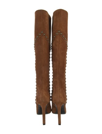 Yves Saint Laurent Suede Studded Accents Boots