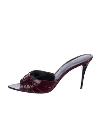 Saint Laurent Leather Pleated Accents Slides