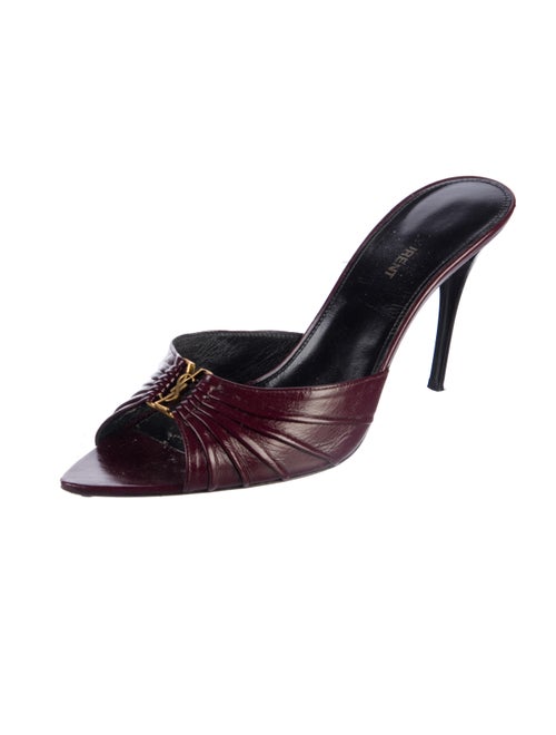 Saint Laurent Leather Pleated Accents Slides