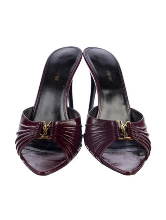 Saint Laurent Leather Pleated Accents Slides