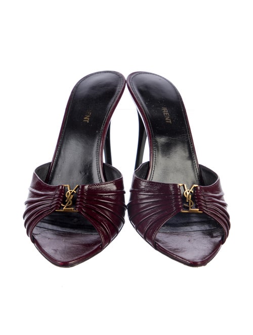 Saint Laurent Leather Pleated Accents Slides