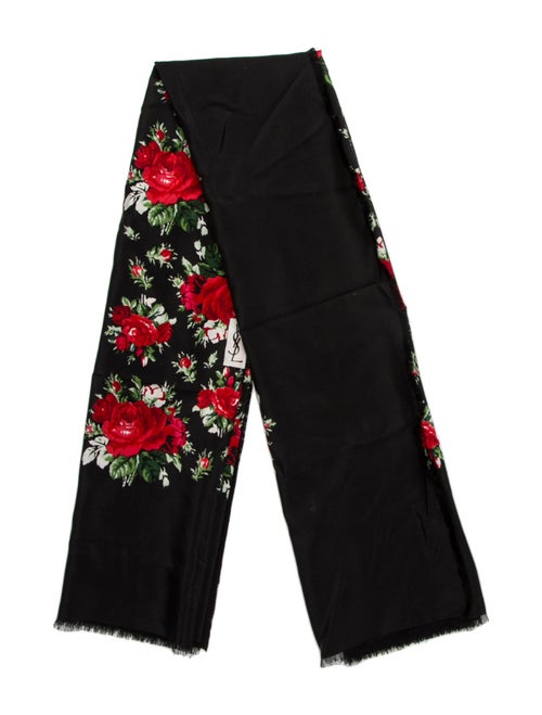 Yves Saint Laurent Silk Floral Print Scarf
