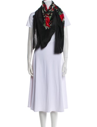 Yves Saint Laurent Silk Floral Print Scarf