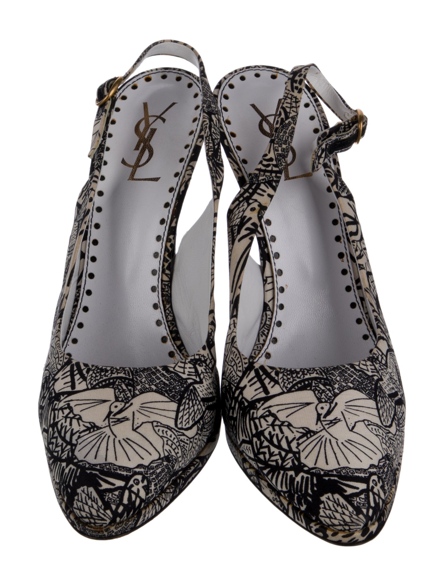 Yves Saint Laurent Canvas Printed Mules