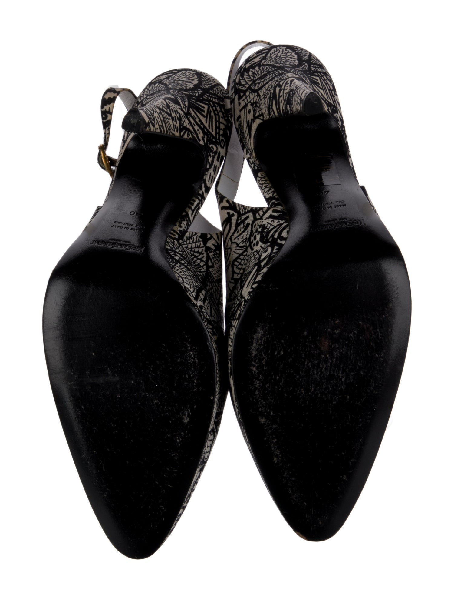 Yves Saint Laurent Canvas Printed Mules