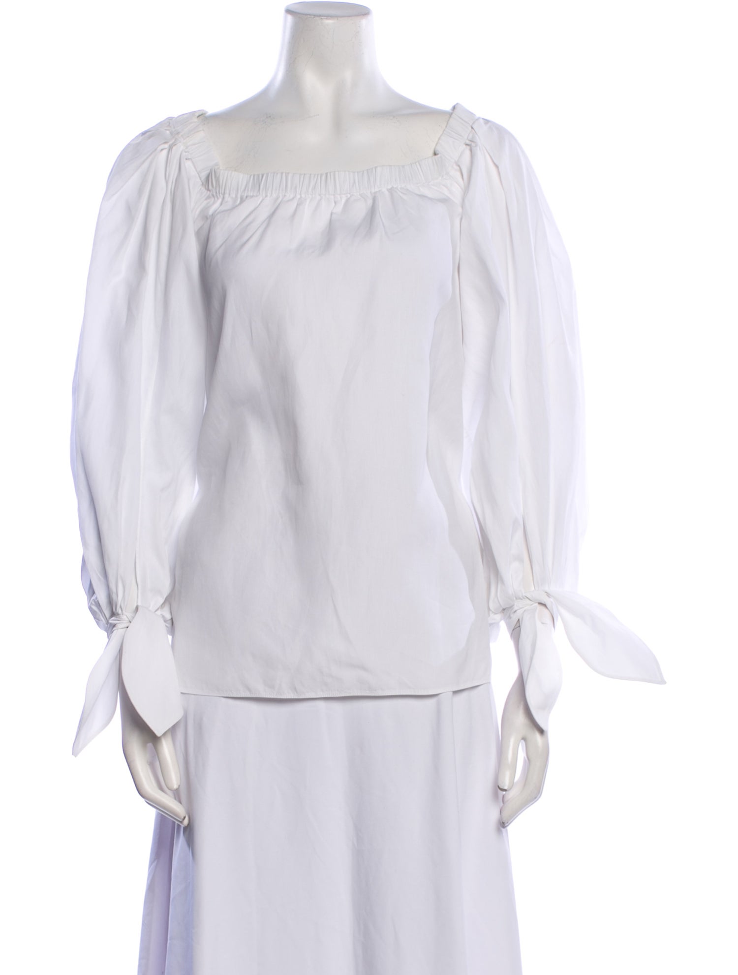 Yves Saint Laurent Square Neckline Long Sleeve Blouse