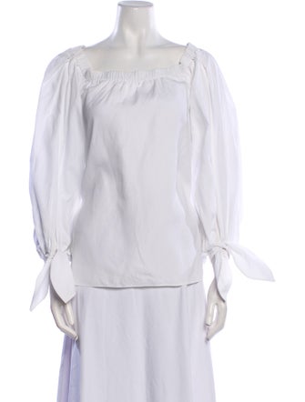 Yves Saint Laurent Square Neckline Long Sleeve Blouse