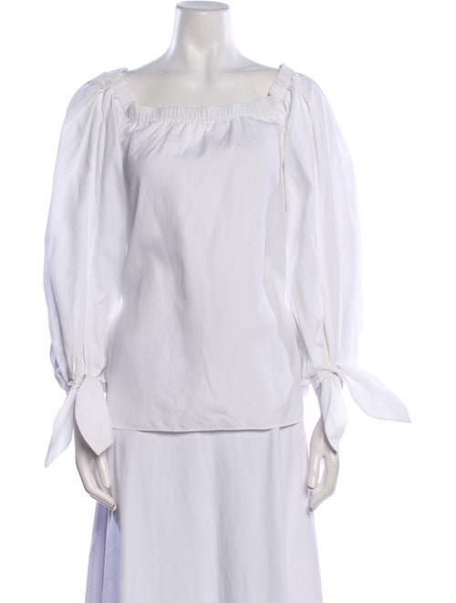 Yves Saint Laurent Square Neckline Long Sleeve Blouse