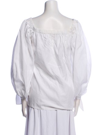 Yves Saint Laurent Square Neckline Long Sleeve Blouse