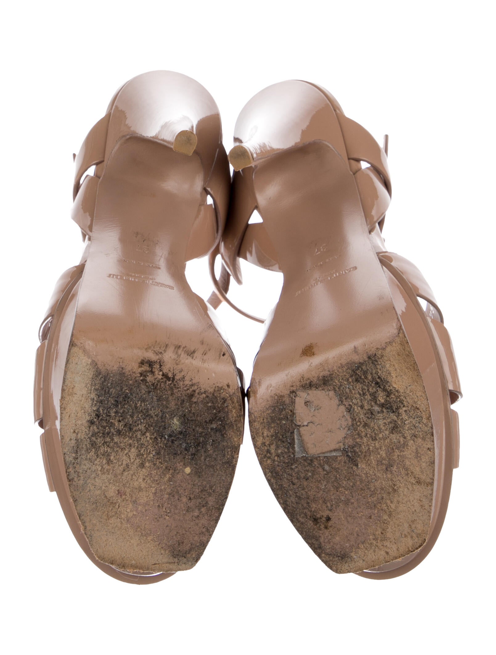 Yves Saint Laurent Patent Leather T-Strap Sandals