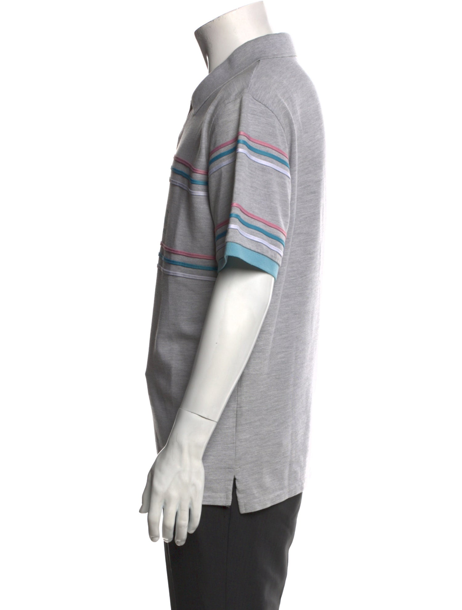 Yves Saint Laurent Striped Crew Neck Polo Shirt