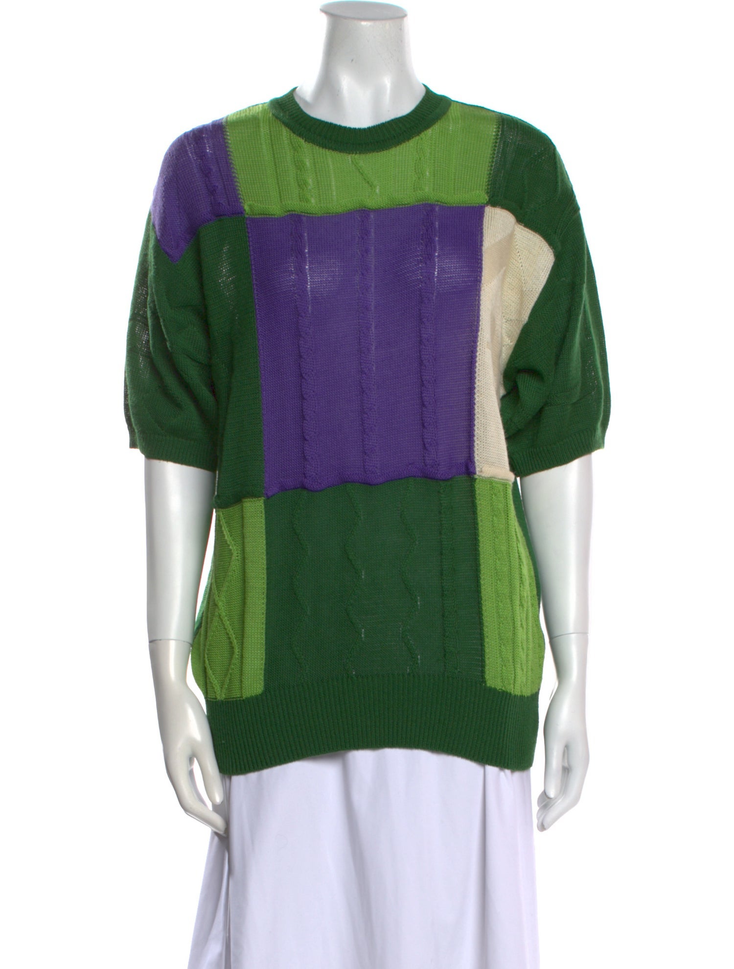 Yves Saint Laurent 1990's Colorblock Pattern Blouse