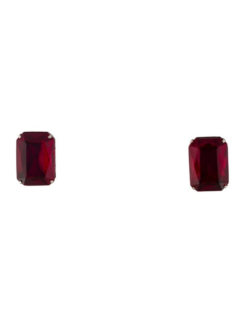 Yves Saint Laurent Vintage Crystal Rectangular Clip-On Earrings