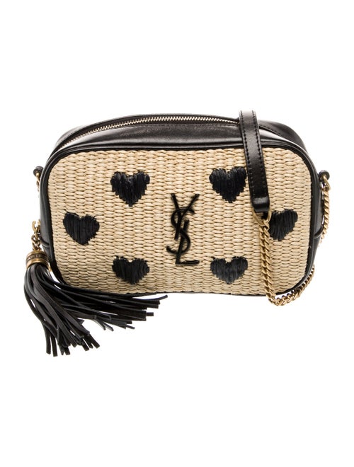 Saint Laurent Raffia Lou Monogram Heart Camera