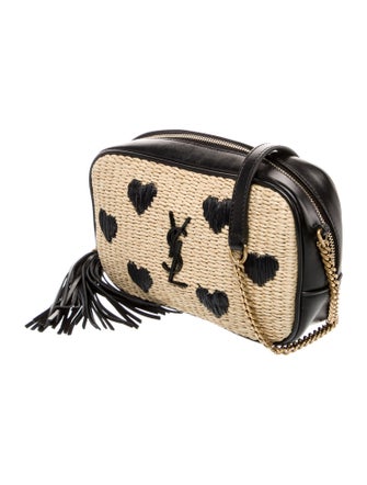 Saint Laurent Raffia Lou Monogram Heart Camera