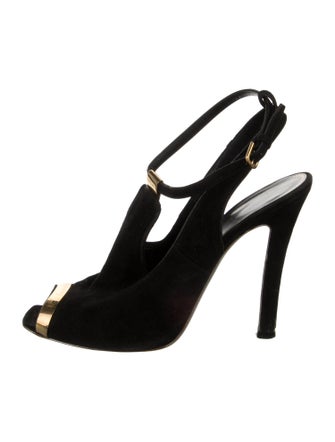 Yves Saint Laurent Rive Gauche Suede T-Strap Pumps