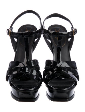 Yves Saint Laurent Patent Leather T-Strap Sandals