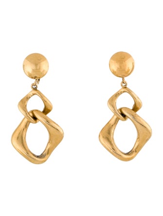 Yves Saint Laurent Link Clip-On Drop Earrings
