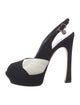 Yves Saint Laurent Suede Colorblock Pattern Slingback Pumps