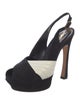 Yves Saint Laurent Suede Colorblock Pattern Slingback Pumps