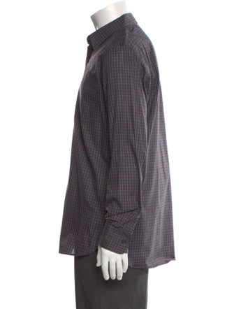Yves Saint Laurent Plaid Print Long Sleeve Shirt