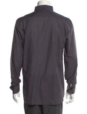 Yves Saint Laurent Plaid Print Long Sleeve Shirt