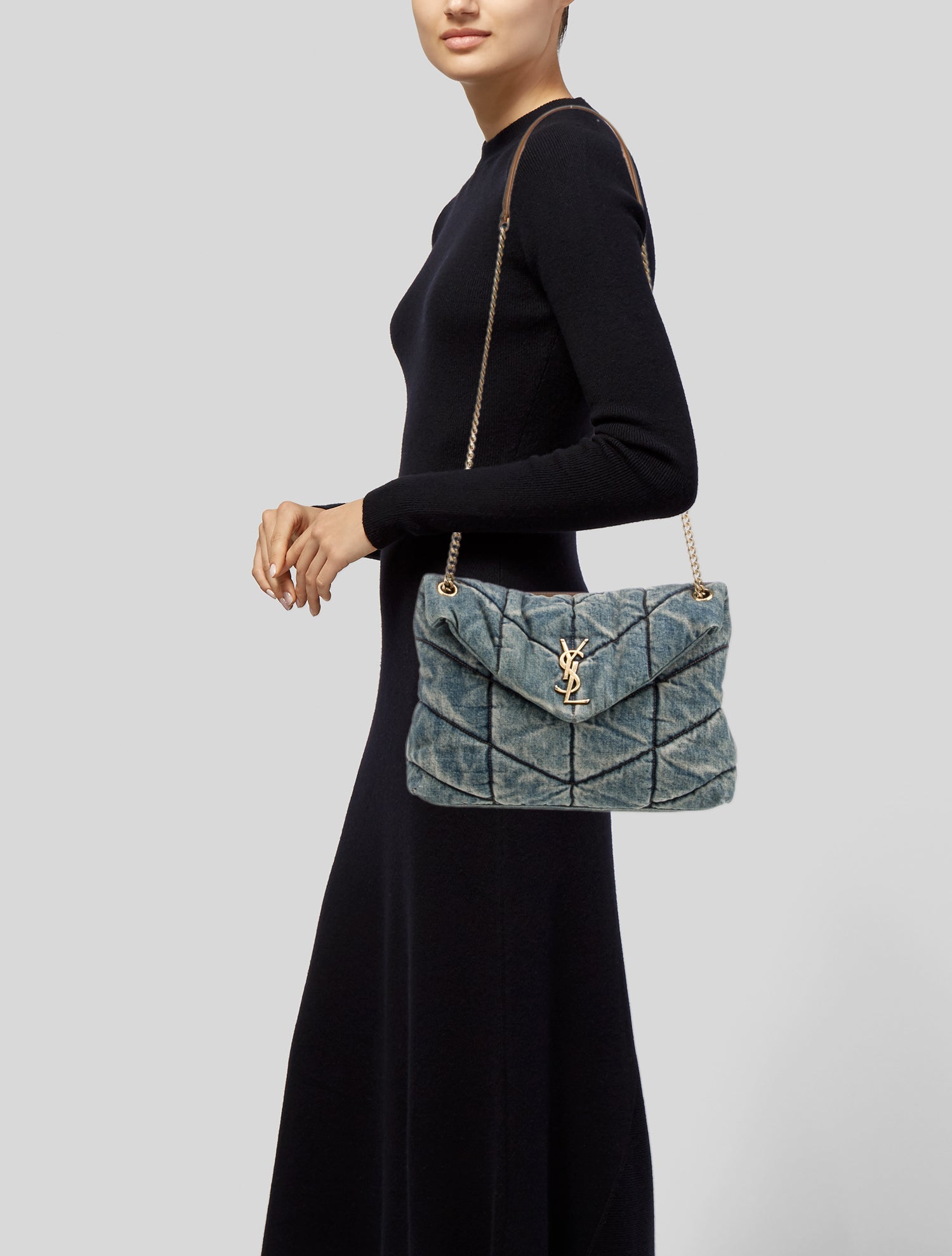 Saint Laurent Denim Puffer Small