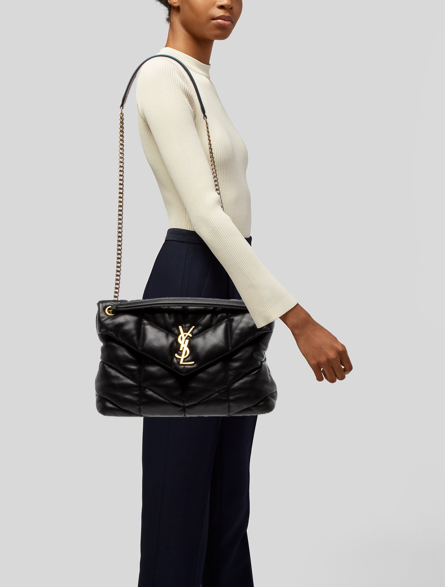 Saint Laurent Quilted Lou Puffer Shoulder Bag Medium 2022