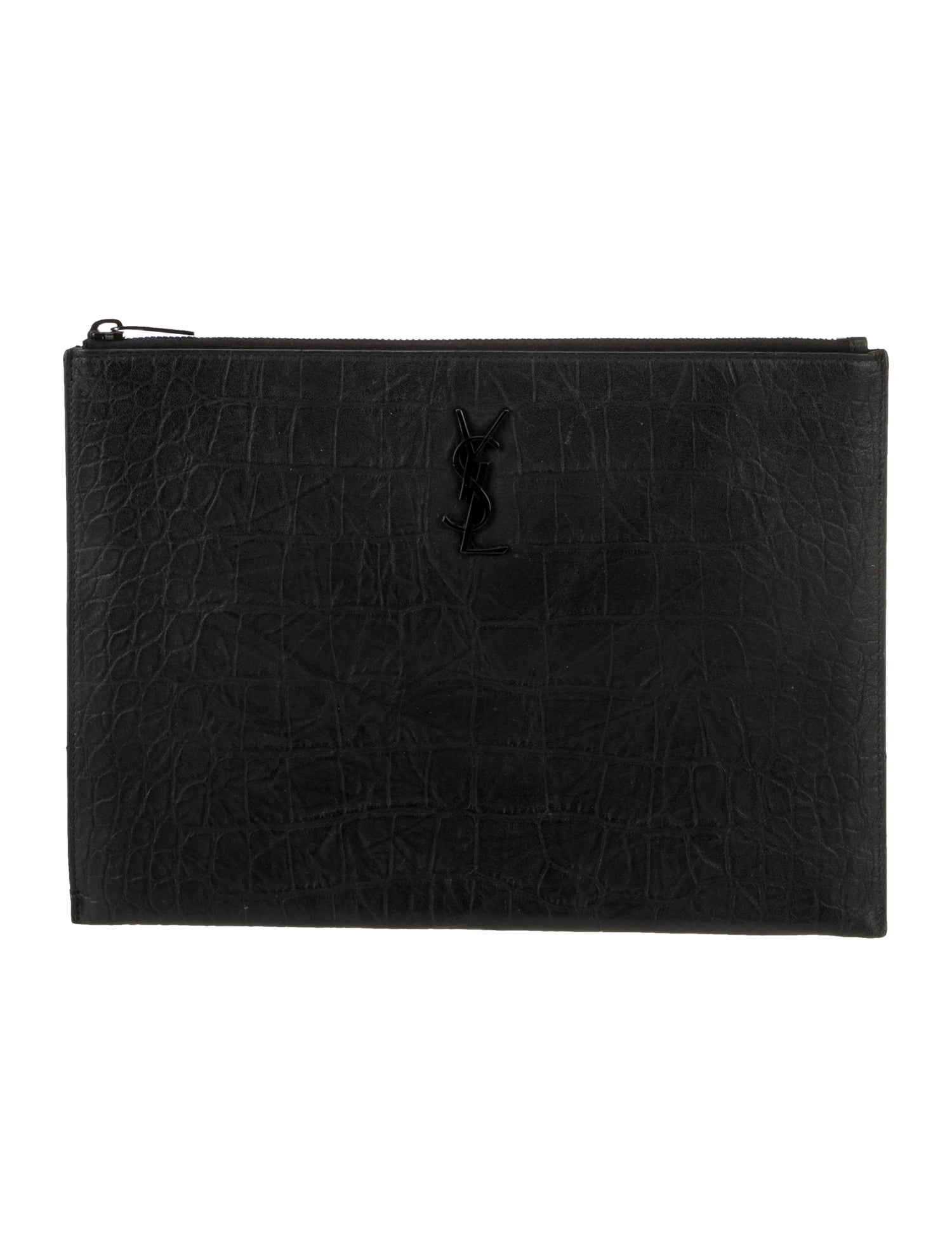 Yves Saint Laurent Embossed Leather Portfolio