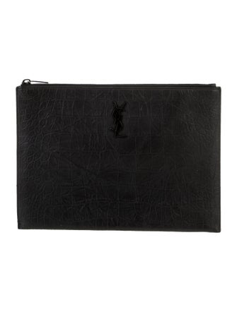 Yves Saint Laurent Embossed Leather Portfolio