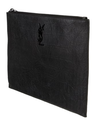 Yves Saint Laurent Embossed Leather Portfolio