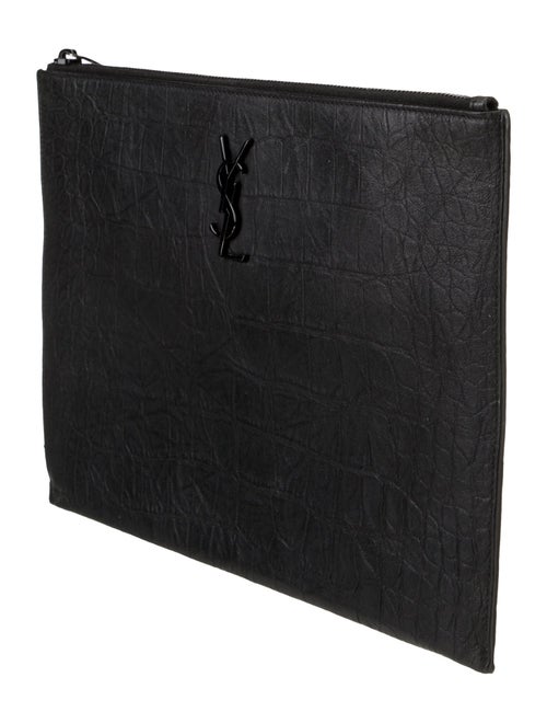 Yves Saint Laurent Embossed Leather Portfolio