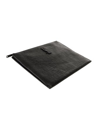 Yves Saint Laurent Embossed Leather Portfolio