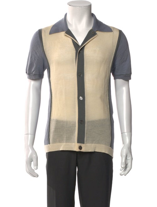 Yves Saint Laurent Virgin Wool Colorblock Pattern Shirt