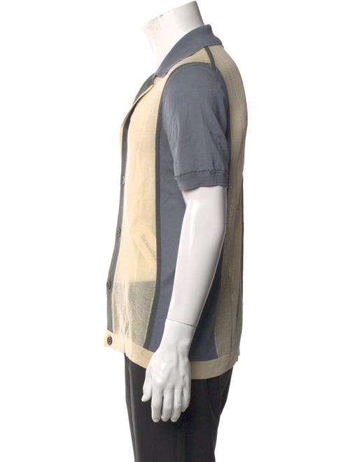 Yves Saint Laurent Virgin Wool Colorblock Pattern Shirt