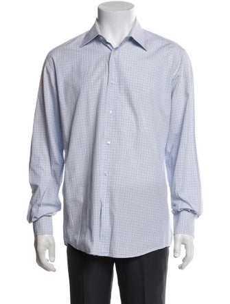 Yves Saint Laurent Plaid Print Long Sleeve Dress Shirt