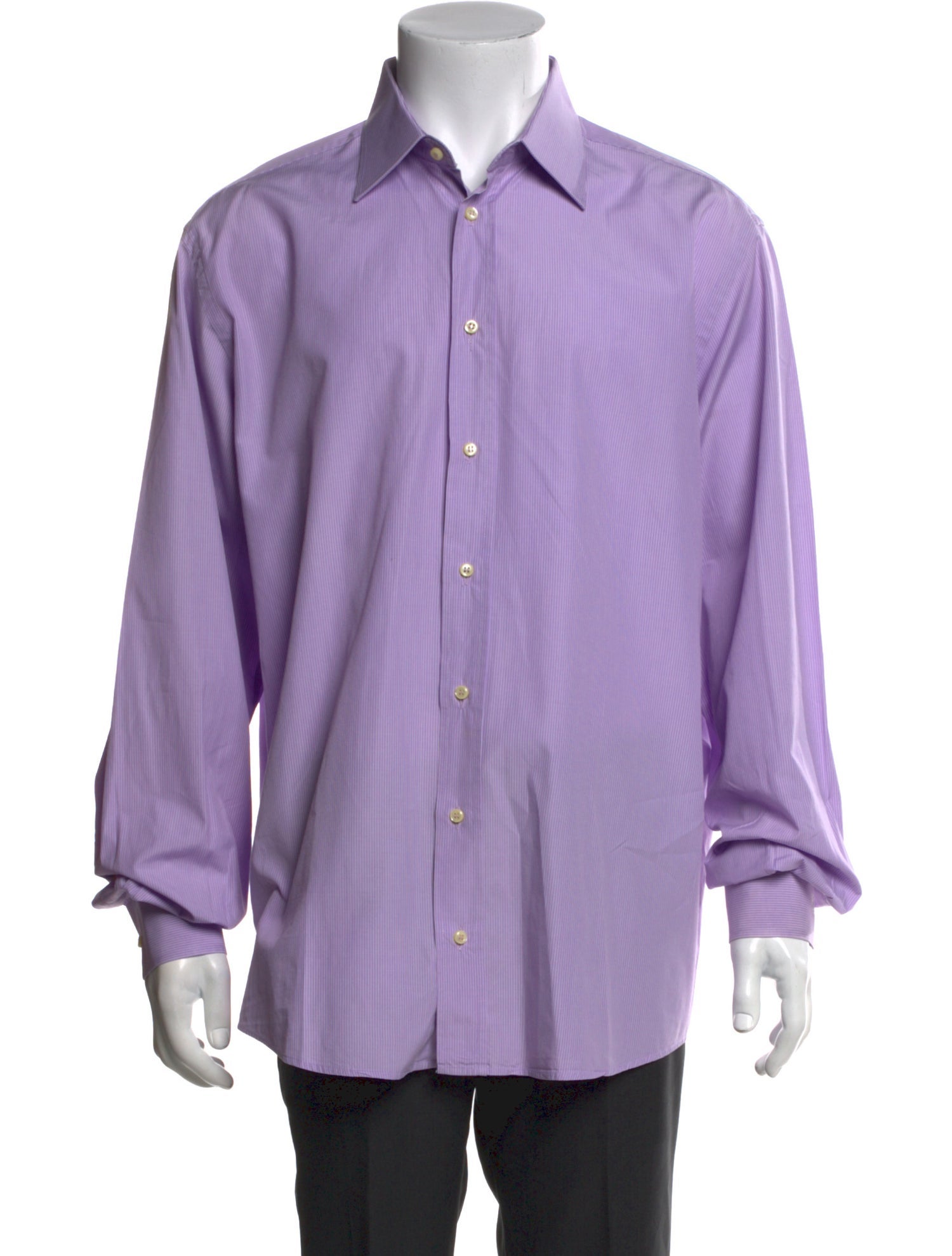 Yves Saint Laurent Striped Long Sleeve Dress Shirt